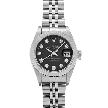 ロレックス デイトジャスト 79174G ブラック/ダイヤモンド レディース 時計 【中古】【wristwatch】