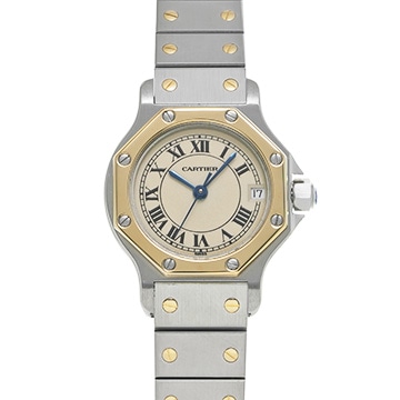 カルティエ サントス オクタゴン SM W2001683 アイボリー レディース 時計 【中古】【wristwatch】