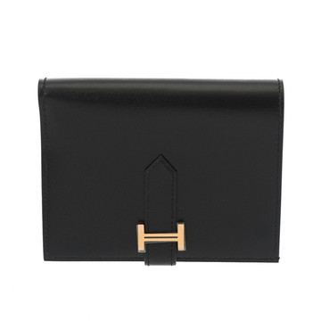 エルメス ベアン コンパクト ブラック ボックスカーフ レディース 財布 【中古】【purse】