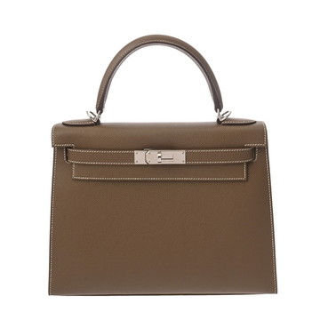 エルメス ケリー 28 外縫い エトゥープ ヴォーエプソン レディース バッグ 【中古】【bag】