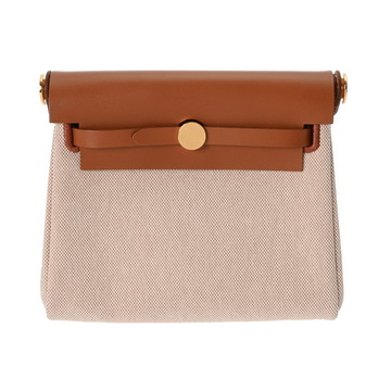 エルメス エールバッグ ジップ ミニ エクリュ/ゴールド トワルミリタリー/ヴァッシュハンター レディース バッグ 【未使用】【bag】