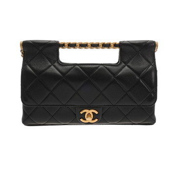 シャネル マトラッセ トップハンドル フラップ バッグ ブラック A92236 シャイニーラムスキン レディース バッグ 【中古】【bag】