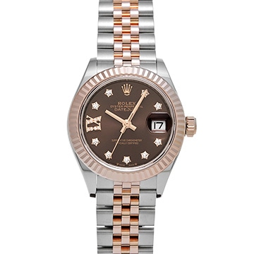 ロレックス レディ デイトジャスト 28 279171G チョコレートブラウン/スターダイヤモンド レディース 時計 【中古】【wristwatch】