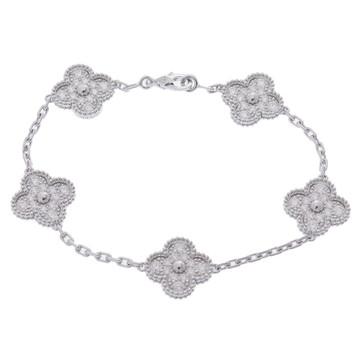 ヴァン クリーフ&アーペル ヴィンテージアルハンブラ ブレスレット パヴェ シルバー VCARA41500 K18ホワイトゴールド WG レディース ジュエリー 【中古】【jewelry】