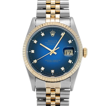 ロレックス デイトジャスト 16233G ブルー・グラデーション/ダイヤモンド メンズ 時計 【中古】【wristwatch】