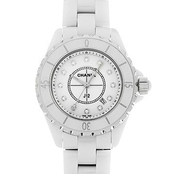 シャネル J12 33MM H1628 ホワイト/ダイヤモンド レディース 時計 【中古】【wristwatch】