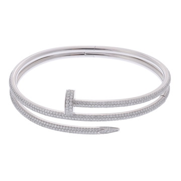 カルティエ ジュストアンクルブレスレット ダブル #19 セミパヴェ シルバー N6708717 K18ホワイトゴールド WG レディース ジュエリー 【中古】【jewelry】