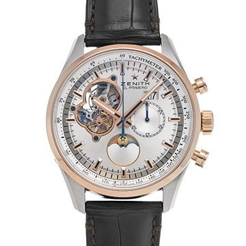 ゼニス クロノマスター エル・プリメロ オープン ムーン＆サンフェイズ 51.2160.4047/01.C713 シルバー メンズ 時計 【中古】【wristwatch】