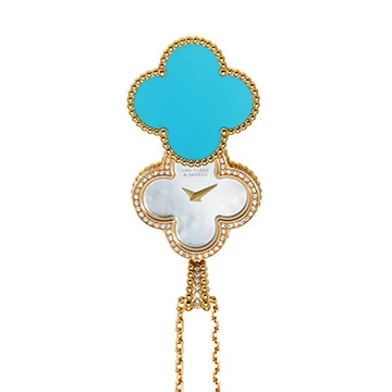 ヴァン クリーフ&アーペル アルハンブラ シークレット ペンダント ウォッチ VCARO8ZY00 ホワイトシェル レディース 時計 【中古】【wristwatch】