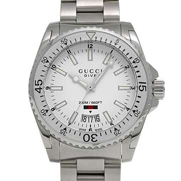 グッチ ダイブ 136.3 ホワイト メンズ 時計 【中古】【wristwatch】