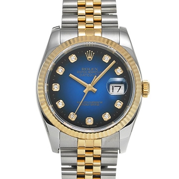 ロレックス デイトジャスト 116233G ブルー・グラデーション/ダイヤモンド メンズ 時計 【中古】【wristwatch】