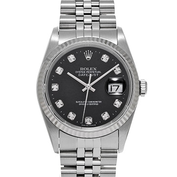 ロレックス デイトジャスト 16234G ブラック/ダイヤモンド メンズ 時計 【中古】【wristwatch】