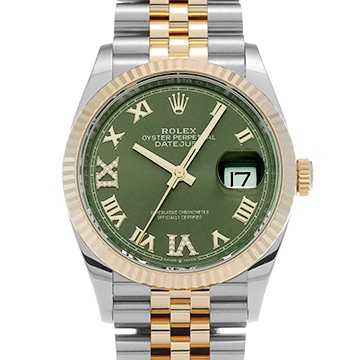 ロレックス デイトジャスト 36 126233 オリーブグリーン/ダイヤモンド メンズ 時計 【中古】【wristwatch】