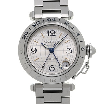 カルティエ パシャC メリディアン GMT W31029M7 シルバー ユニセックス 時計 【中古】【wristwatch】