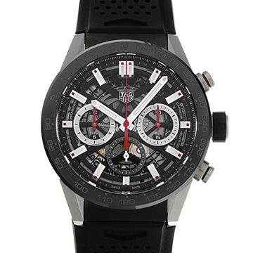 タグ ホイヤー カレラ キャリバーホイヤー02 クロノグラフ CBG2010.FT6143 ブラック メンズ 時計 【中古】【wristwatch】