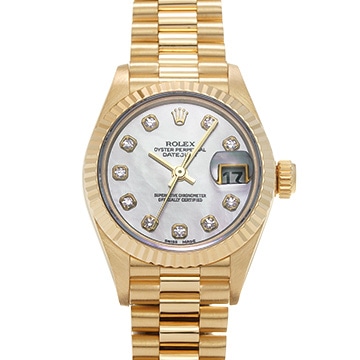 ロレックス デイトジャスト 26 69178NG ホワイトシェル/ダイヤモンド レディース 時計 【中古】【wristwatch】