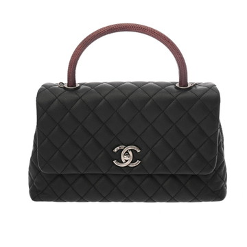 シャネル マトラッセ ラージ トップハンドル フラップ バッグ 29 ブラック A92991 グレインドカーフスキン/リザード レディース バッグ 【中古】【bag】