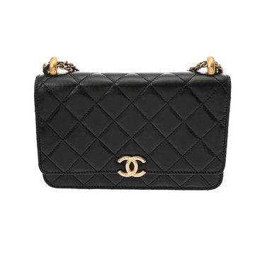シャネル マトラッセ チェーンウォレット ブラック A33814 ラムスキン レディース バッグ 【中古】【bag】