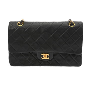 シャネル マトラッセ Wフラップ Wチェーンショルダー 25 ブラック ラムスキン レディース バッグ 【中古】【bag】