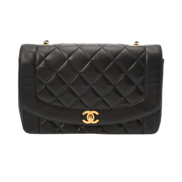 シャネル ダイアナ チェーンショルダー 25cm ブラック A01165 ラムスキン レディース バッグ 【中古】【bag】