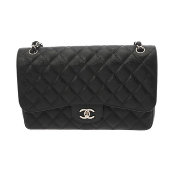 シャネル マトラッセ WフラップWチェーンショルダー 30 ブラック A58600 キャビアスキン レディース バッグ 【中古】【bag】