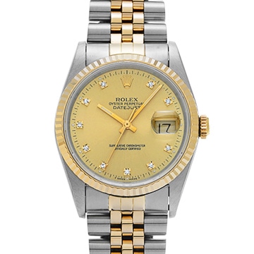 ロレックス デイトジャスト 16233G シャンパン/ダイヤモンド メンズ 時計 【中古】【wristwatch】