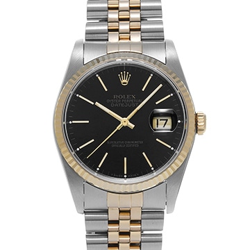 ロレックス デイトジャスト 16233 ブラック メンズ 時計 【中古】【wristwatch】
