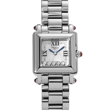 ショパール ハッピースポーツ スクエア 27/8893-21 ホワイトシェル/ダイヤモンド レディース 時計 【中古】【wristwatch】