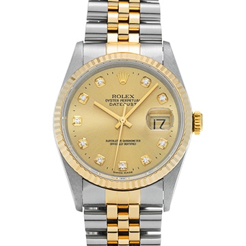 ロレックス デイトジャスト 16233G シャンパン/ダイヤモンド メンズ 時計 【中古】【wristwatch】