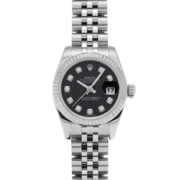 ロレックス デイトジャスト 179174G ブラック/ダイヤモンド レディース 時計 【中古】【wristwatch】