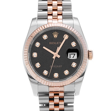 ロレックス デイトジャスト 116231G ブラックコンピュータ/ダイヤモンド メンズ 時計 【中古】【wristwatch】