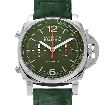 パネライ ルミノール クロノ フライバック 世界限定110本 PAM01296 グリーン メンズ 時計 【中古】【wristwatch】