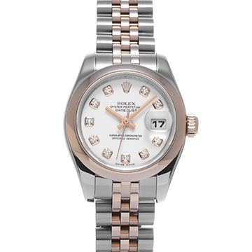 ロレックス デイトジャスト 179161G ホワイト/ダイヤモンド レディース 時計 【中古】【wristwatch】