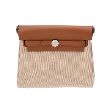 エルメス エールバッグ ジップ ミニ エクリュ/フォーブ トワルミリタリー/ヴァッシュハンター レディース バッグ 【中古】【bag】