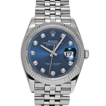 ロレックス デイトジャスト 36 126234G ブライトブルー/ダイヤモンド メンズ 時計 【中古】【wristwatch】
