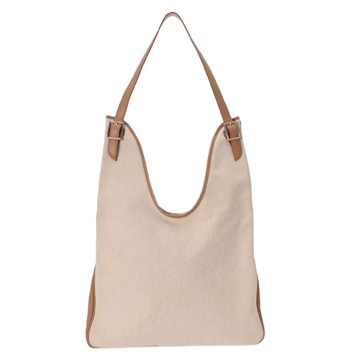 エルメス エクリュ/タバックキャメル トワルアッシュ/レザー レディース バッグ 【中古】【bag】