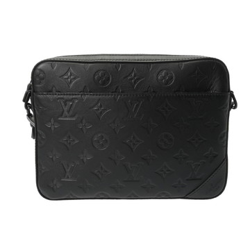 ルイ ヴィトン モノグラムシャドウ デュオ メッセンジャー  ノワール M69827 レザー メンズ バッグ 【中古】【bag】