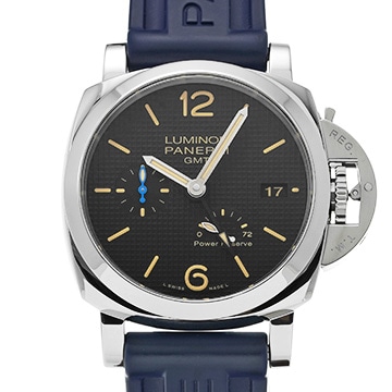 パネライ ルミノール マリーナ 1950 3デイズ GMT パワーリザーブ アッチャイオ PAM01537 ブラック メンズ 時計 【中古】【wristwatch】