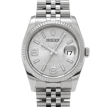 ロレックス デイトジャスト 116234 シルバーウェーブ/ダイヤモンド メンズ 時計 【中古】【wristwatch】