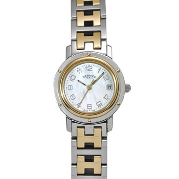 エルメス クリッパー CL4.220 ホワイトシェル レディース 時計 【中古】【wristwatch】