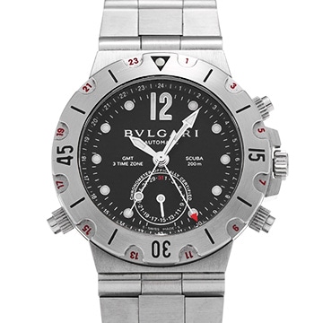 ブルガリ ディアゴノ スクーバ GMT SD38SGMT ブラック メンズ 時計 【中古】【wristwatch】