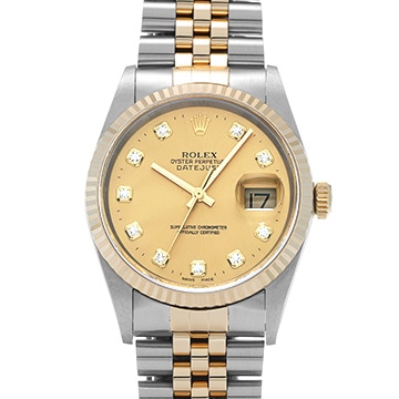 ロレックス デイトジャスト 16233G シャンパン/ダイヤモンド メンズ 時計 【中古】【wristwatch】