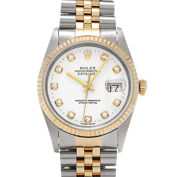 ロレックス デイトジャスト 16233G ホワイト/ダイヤモンド メンズ 時計 【中古】【wristwatch】