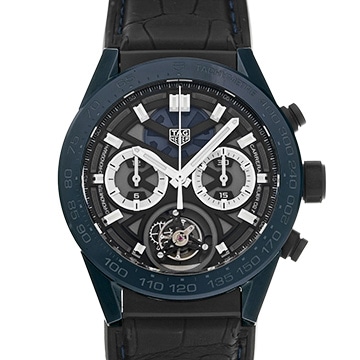 タグ ホイヤー カレラ キャリバー ホイヤー02T トゥールビヨン テットゥ ドゥ ヴィペール CAR5A93.FC6442 ブラック メンズ 時計 【中古】【wristwatch】