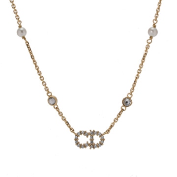 ディオール Clair D Lune ネックレス ゴールド/ホワイト N1033CDLCY_D301 メタル/クリスタル/レジンパール レディース ジュエリー 【中古】【jewelry】