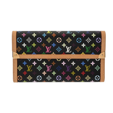 ルイ ヴィトン モノグラムマルチカラー ポルトトレゾール インターナショナル ノワール M92658 モノグラム・マルチカラー・キャンバス レディース 財布 【中古】【purse】