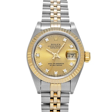 ロレックス デイトジャスト 69173G シャンパン/ダイヤモンド レディース 時計 【中古】【wristwatch】