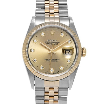 ロレックス デイトジャスト 16233G シャンパン/ダイヤモンド メンズ 時計 【中古】【wristwatch】