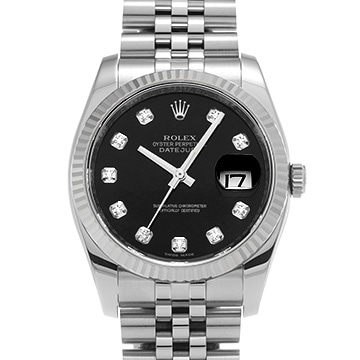 ロレックス デイトジャスト 116234G ブラック/ダイヤモンド メンズ 時計 【中古】【wristwatch】