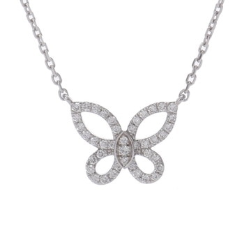 グラフ ミニバタフライ シルエット ネックレス シルバー RGP808 K18ホワイトゴールド WG レディース ジュエリー 【中古】【jewelry】